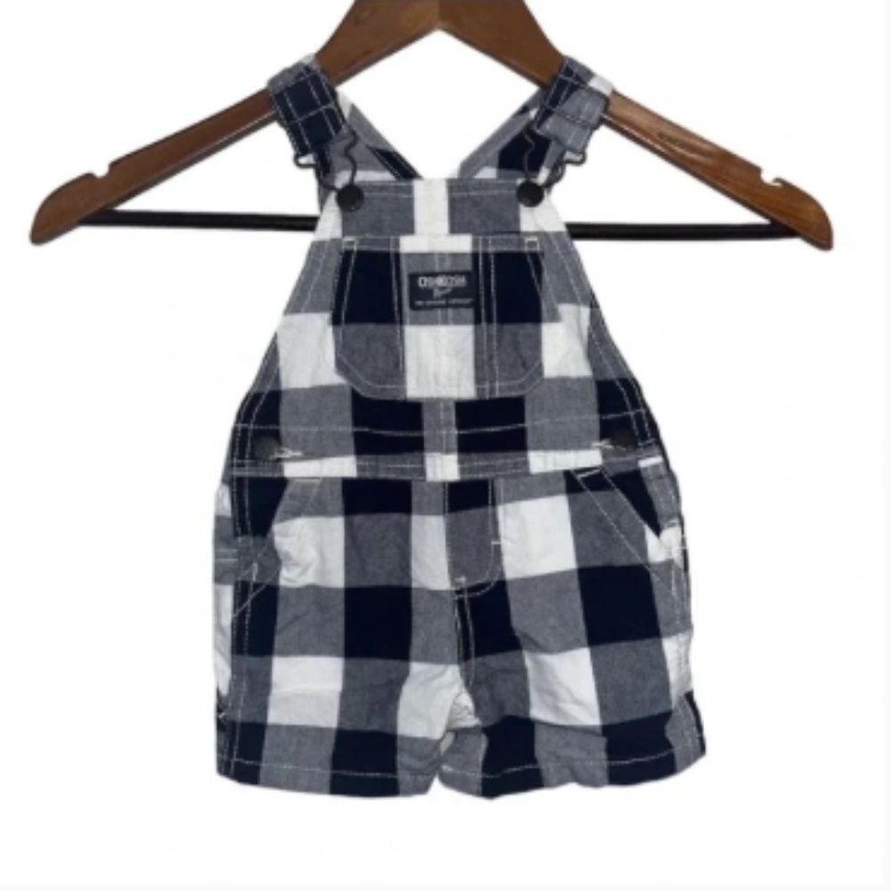 Oshkosh B'Gosh Navy Blue & White Plaid Overalls